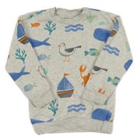 Sivá melírovaná mikina s obrázkami Nutmeg