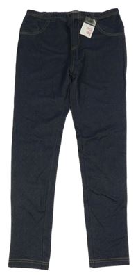 Nové - tmavomodré melírované tregíny riflového vzhledu Primark