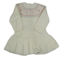 Smotanové pletené šaty so vzorom Matalan