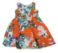 Červeno-modro-zelené kvetované šaty