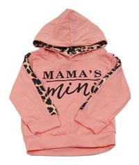 Růžové triko s nápisem a kapucí 