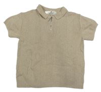 Béžové rebrované úpletové polo tričko H&M