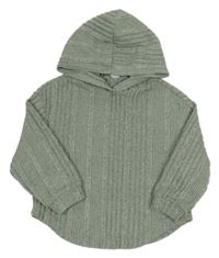 Mintová rebrovaná úpletová mikina s kapucňou Shein