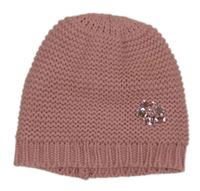 Růžová čepice s kamínky