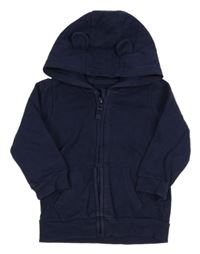 Tmavomodrá prepínaci mikina s kapucňou