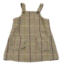 Béžovo-vínovo-ružovo-žlté melírované vlnené na traké šaty Tu