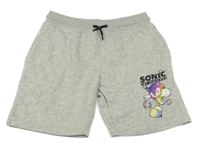 Svetlosivé melírované teplákové kraťasy so Sonicem