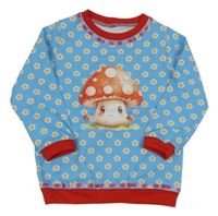 Modro-červená kvetovaná mikina s houbou