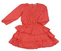 Malinové šaty s vrstvenou sukní Vertbaudet