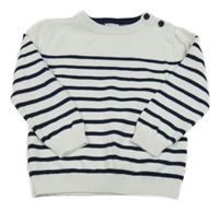 Bielo-tmavomodrý pruhovaný sveter