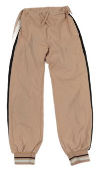 Ružovo-bielo-čierne teplákové cuff nohavice Zara