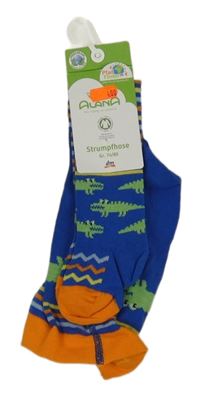 Nové - Modro-oranžové punčocháče s krokodýly Alana