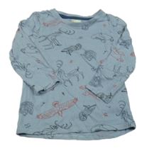 Šedomodré tričko so zvieratkami