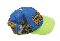 Modro-neónově zelená šiltovka s nápisom