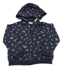 Tmavomodrá kvetovaná prepínaci mikina s kapucňou C&A