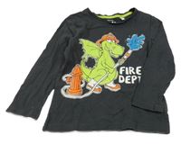 Antracitové tričko s drakom C&A