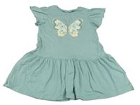 Zelenomodré šaty s motýlkom C&A