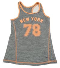 Sivo-neónově oranžový melírovaný športový top s číslom H&M