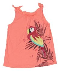 Neonově růžový top s papouškem C&A