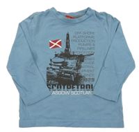 Svetlomodré tričko s potlačou a nápismi S. Oliver