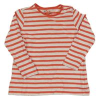 Bielo-korálové pruhované tričko