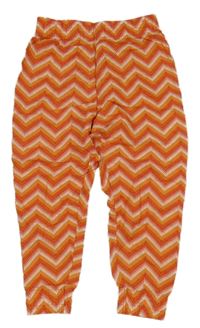 Oranžovo-červené vzorované ľahké cuff nohavice Kids