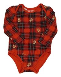Červeno-černé kostkované body s medvídky Guess
