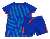 2set - Modro-červené vzorované sportovní tričko + sportovní kraťasy Kipsta 
