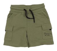 Khaki cargo teplákové kraťasy s nápisom Dopodopo