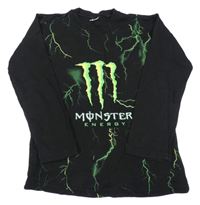 Čierno-zelené tričko s blesky - Monster