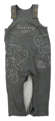 Antracitové žebrované laclové tepláky s medvídky - Tinny tatty teddy George