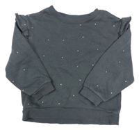 Antracitová bodkovaná á mikina s volánikmi H&M