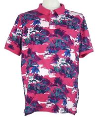 Pánské tmavorůžové polo tričko s potiskem Tommy Hilfiger 