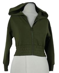 Dámská khaki crop propínací mikina s kapucí George 