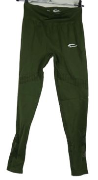 Dámské khaki sportovní perforované funkční legíny 