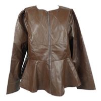 Dámská hnědá koženková peplum bunda Shein 