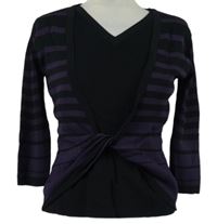 Dámsky čierno-fialový pruhovaný ľahký sveter