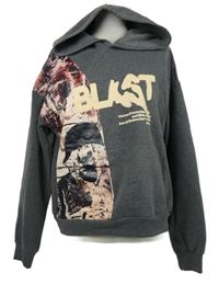 Dámská šedá mikina s potiskem a kapucí 