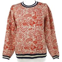 Dámský červeno-bílý vzorovaný svetr Savida 