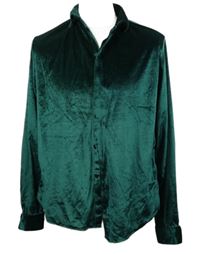 Pánska tmavozelená zamatová košeľa Boohoo