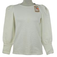 Nové - Dámské bílé strukturované triko s nabíranými rukávy Gallery 