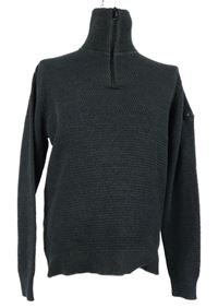 Pánský tmavomodrý svertr se stojáčkem No Excess 