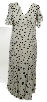 Nové - Dámske smetanovo-čierne bodkované midi šaty Monsoon