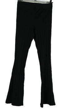 Dámské černé žebrované zvonové teplákové kalhoty Primark 