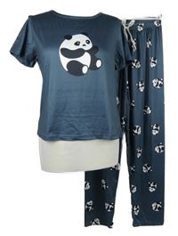 Dámské tmavomodré pyžamo s pandami 