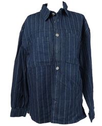 Nové - Dámská tmavomodrá proužkovaná košilová bunda Boohoo 