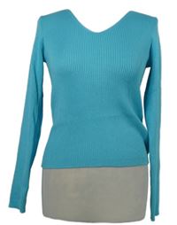 Dámsky svetlomodrý rebrovaný ľahký sveter Primark