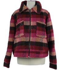 Dámska ružovo-čierna kockovaná vlnená bunda SimplyBe