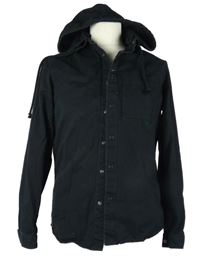 Pánská černá riflová košilová bunda s kapucí Zara 