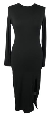 Dámske čierne rebrované šaty Shein